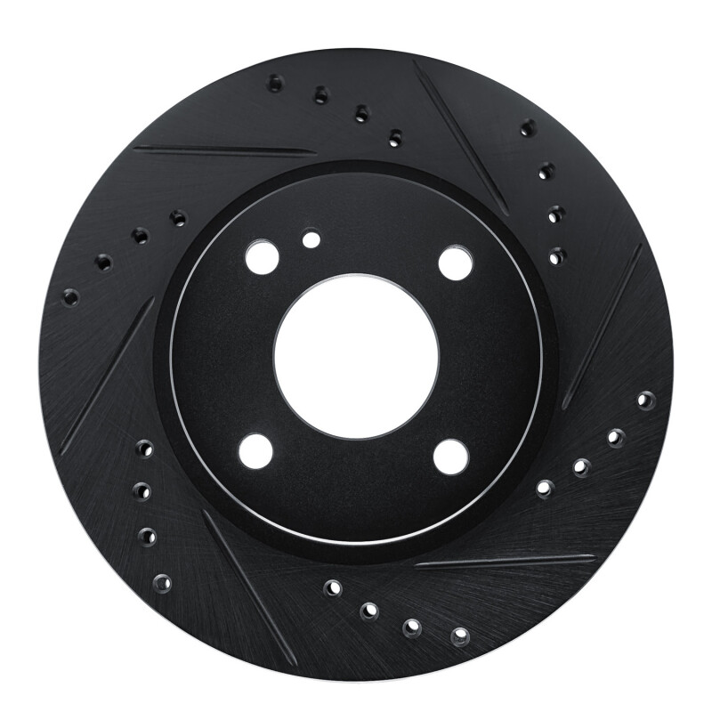 Ford Fiesta Brake Rotor (1) - Front Right - R1 Concepts - Drilled & Slotted - Black - `11-`19
